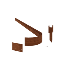 Cortenstaal borderrand FLEX geplet 13 cm complete set per 24 meter