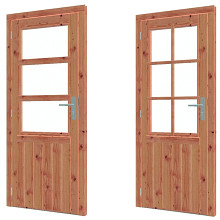 Enkele HALFGLAS deur + kozijn met rvs slot (voorgefreesd) LD - poort