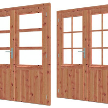 Dubbele GLAS deur + kozijn met rvs slot (voorgefreesd) - poort