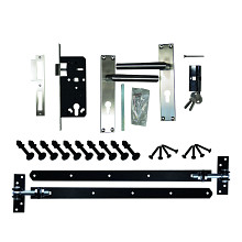 Beslagset (hengen, duimen, ijzerwaren) alles zwart + cilinder slot