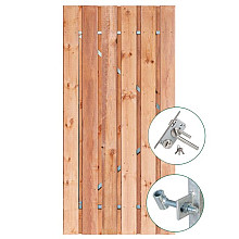 *Tuindeur Red Class Wood - Privacy + rvs inbouwslotset 195x120cm - poort