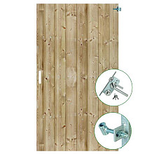 *Tuindeur geïmpregneerd (rechtsdraaiend) - Schoorl 200x100cm met rvs inbouwslotset - Plank: 1.8x14.5