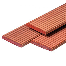 Bangkirai vlonderplank 7-groef - 2.5x14.5x275cm geschaafd 1-zijde profiel - houtsoort: Bangkirai/Y