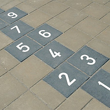 Cijfertegels 20x20x6cm zwart/wit - 1 t/m 9