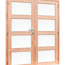 Douglas dubbele 4-ruits deur inclusief kozijn, 168 x 201 cm, onbehandeld (mat glas)