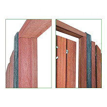 Tuindeurkozijn + aanslagligger - hardhout - 4.4x8.8x210cm (2x) 4.4x8.8x160cm (1x) - houtsoort: Kerui