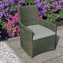 Wicker stoel - Danburry - wicker: donker bruin / Kussen: beige grijs - 74,5x60x89 - minimum afname e