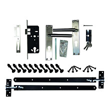 Beslagset (hengen, duimen, ijzerwaren) alles zwart + cilinder slot