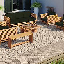 Teak loungeset - Riverside tafel met glasplaat